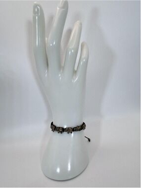 Bracelet Silver Tone Elephant Beaded Charm Adjustable Cord Slide 8" Jewelry